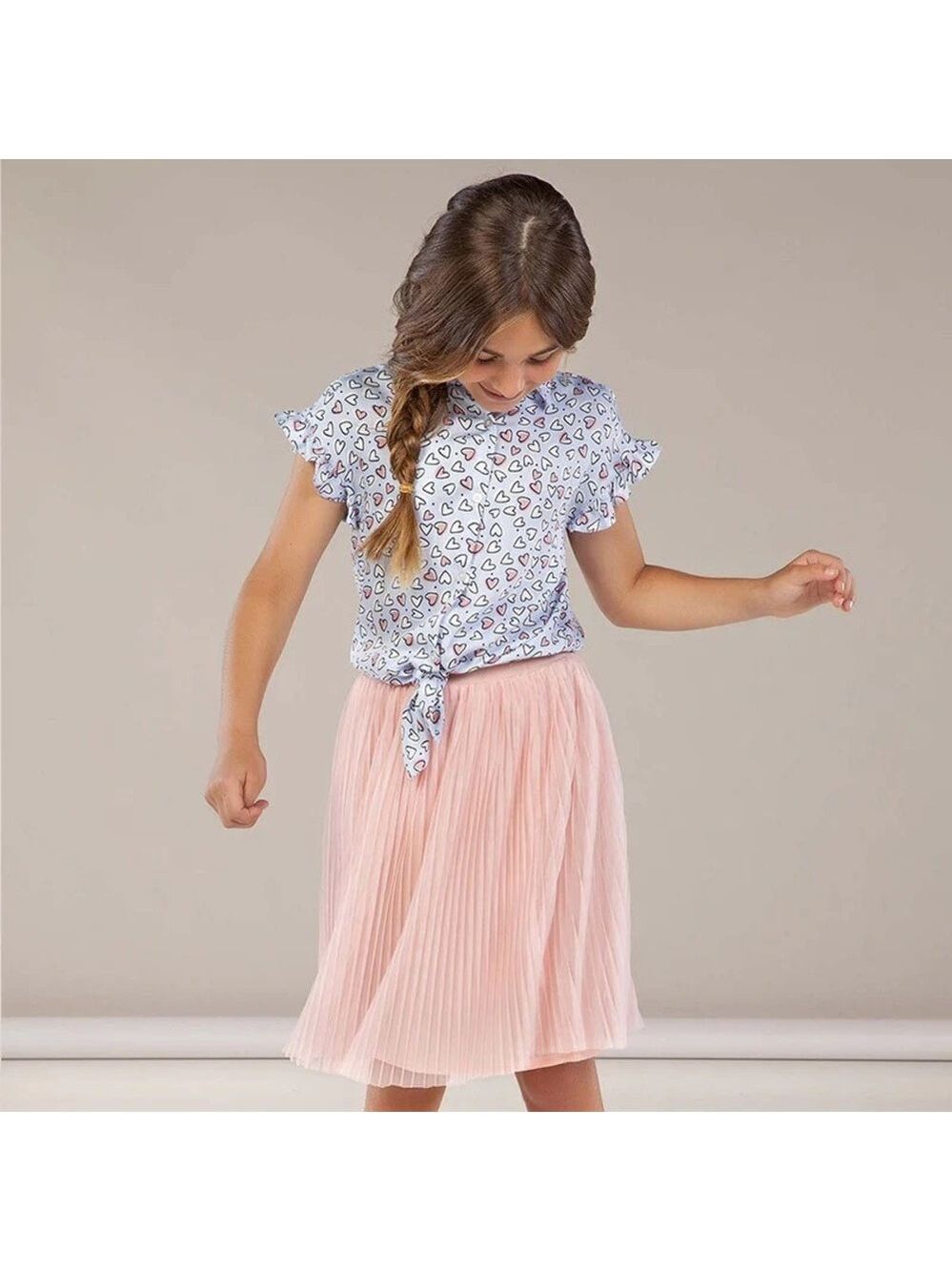 Size 8 Girls Mayoral Blush Pink Pleated Skirt